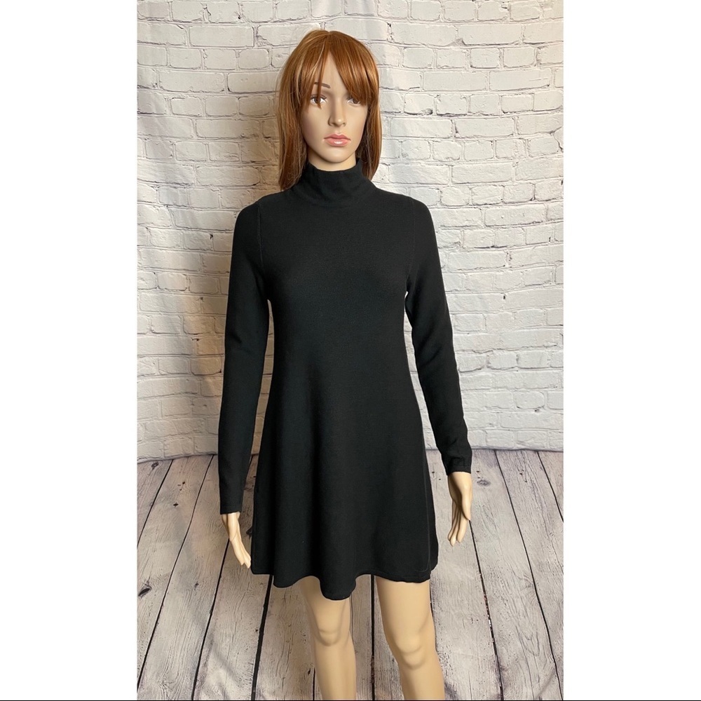 New Olivaceous Knit Black Mock Neck Mini Dress Size M